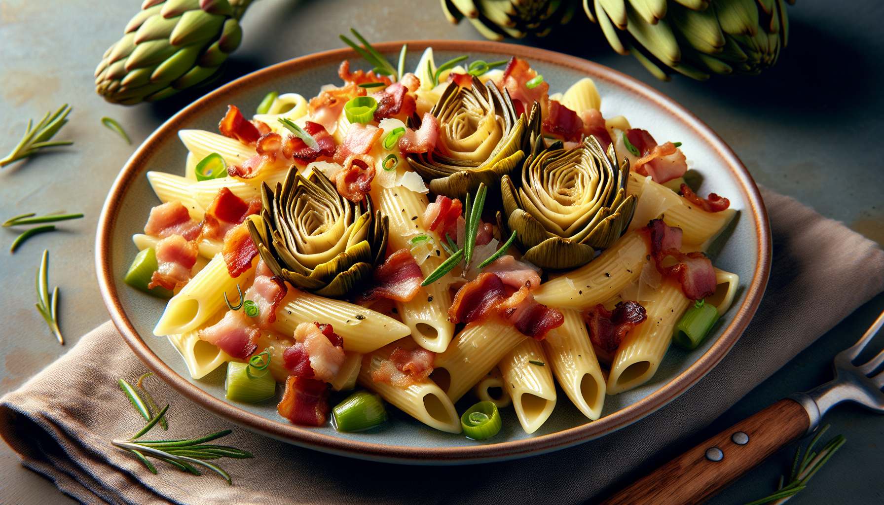 pasta con i carciofi e pancetta